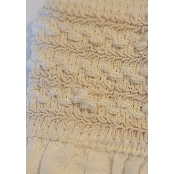 White Cotton Elastic Waist Mini Skirt With Shirred Detailing & Flowy Design - Picture 11 of 14